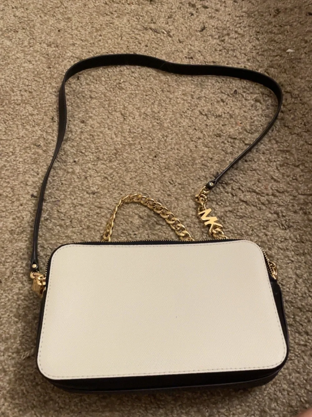 Michael Kors Tri-Tone Leather Crossbody in Blue, White & Black